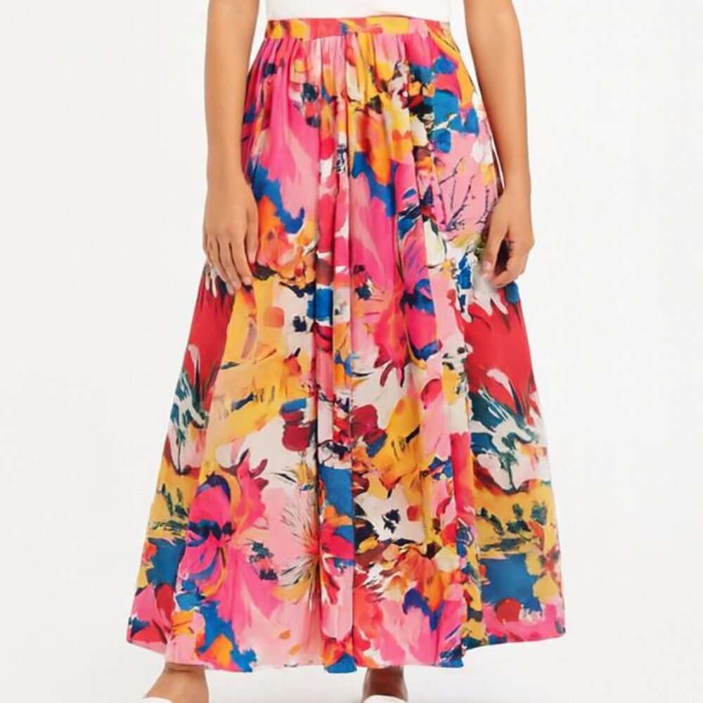 Cupio Colorful Floral Circle Skirt